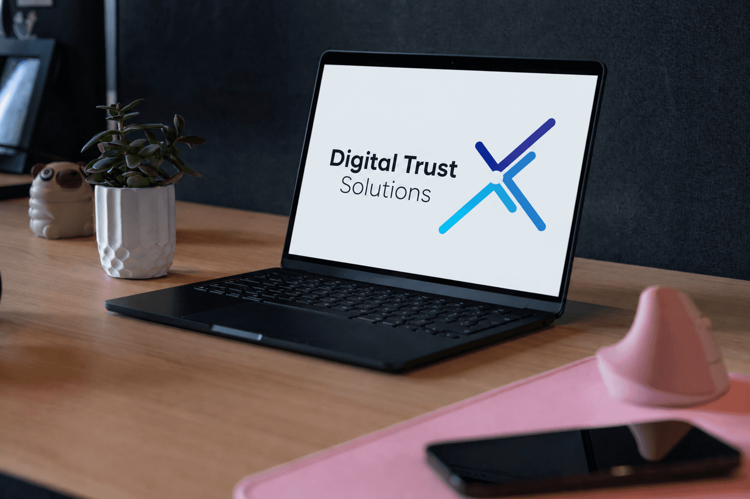 Digital Trust Solutions logo op laptop